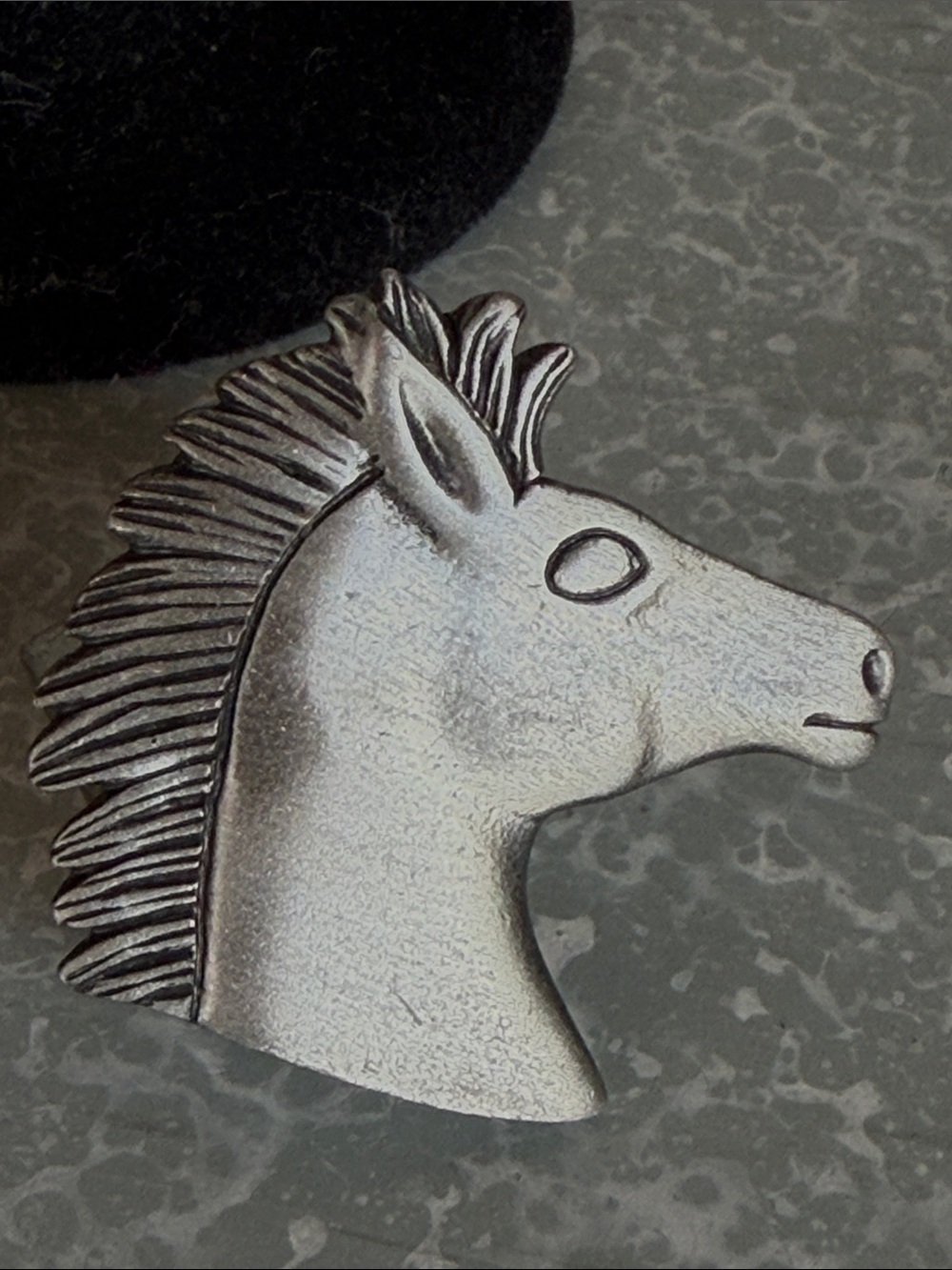AJR Co stamped Horse Head adjustable pewter ring